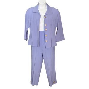 Appleseed's Casual Cropped Pants & Button Jacket Set Sz Medium Lavender Crepe
